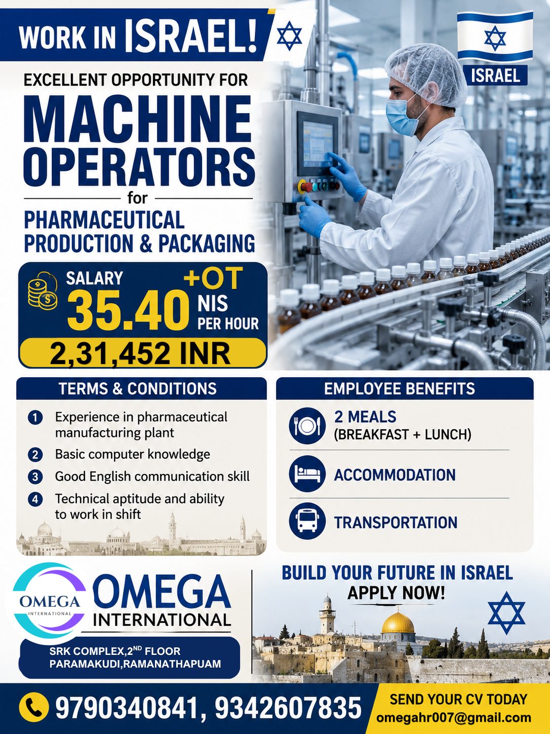 Machine Operators Jobs in Israel 2026 – Pharmaceutical Production & Packaging | Apply Now