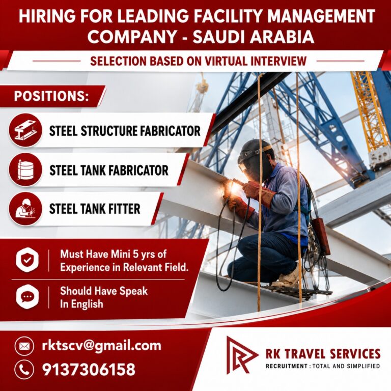 Hiring for Leading Facility Management Company in Saudi Arabia – Virtual Interview | Apply Now