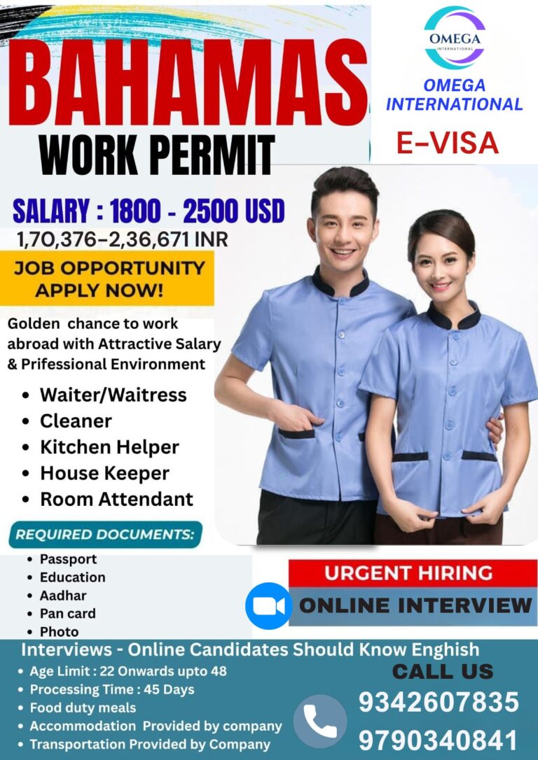Bahamas Work Permit Jobs 2026 – Apply for Waiter, Cleaner, Kitchen Helper & Housekeeping Jobs