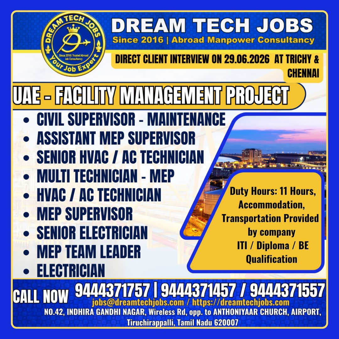UAE Facility Management Project Jobs 2026 – Direct Client Interview on 29 June 2026