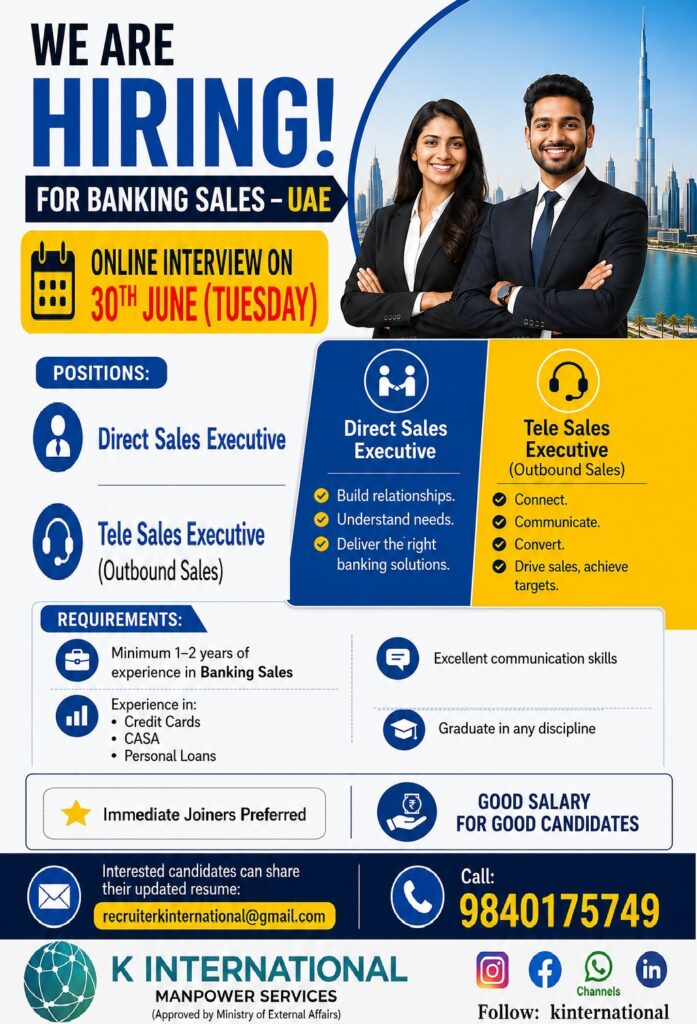 Banking Sales Jobs in UAE 2026 | Online Interview on 30th June – Apply Now 1 Banking Sales Jobs in UAE 2026 | Online Interview on 30th June – Apply Now