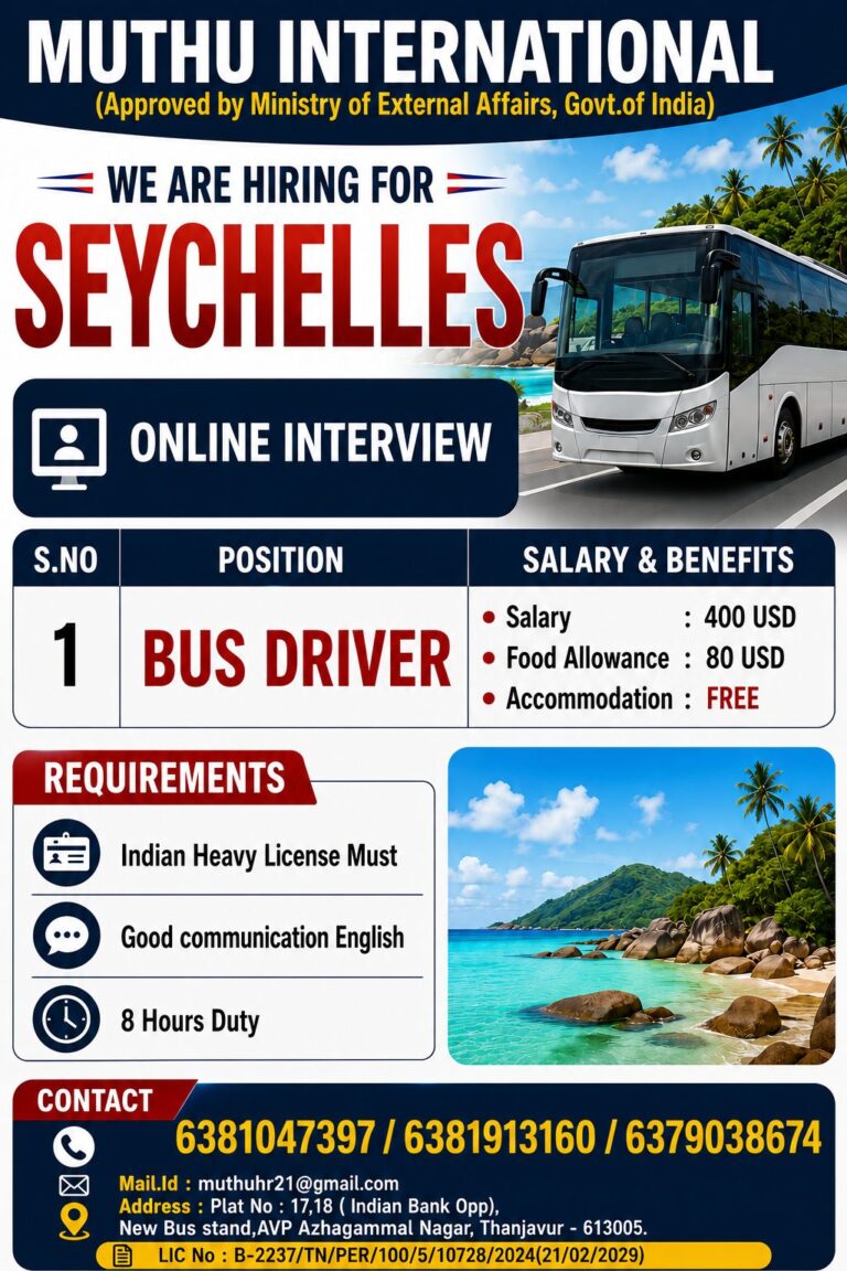Bus Driver Jobs in Seychelles 2026 | Online Interview | Free Accommodation