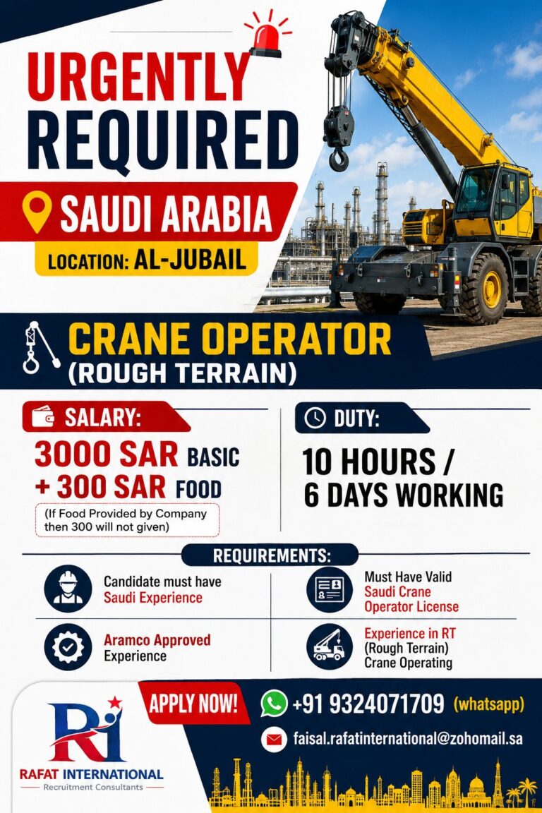 Crane Operator (Rough Terrain) Jobs in Saudi Arabia – Al Jubail | Apply Now
