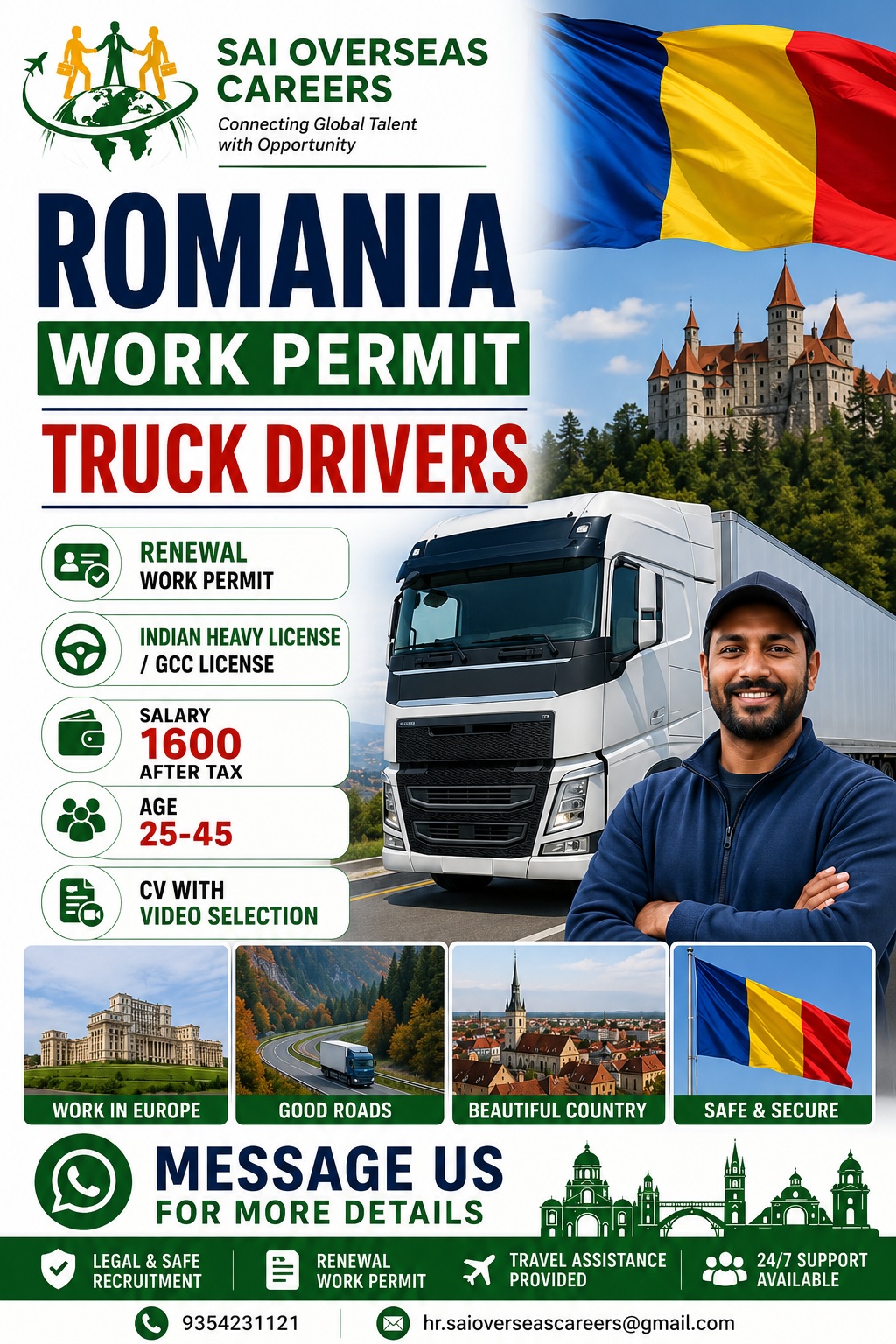 Romania Truck Driver Jobs 2026 | Work Permit | Salary €1600 After Tax | Apply Now