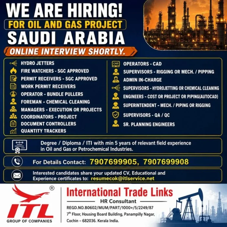 Saudi Arabia Oil & Gas Project Jobs 2026 – Multiple Vacancies | Apply Online