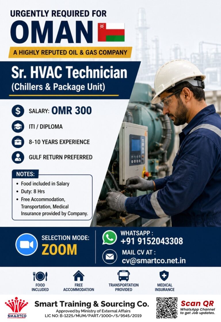Sr. HVAC Technician Jobs in Oman 2026 | Oil & Gas Company | Apply Now