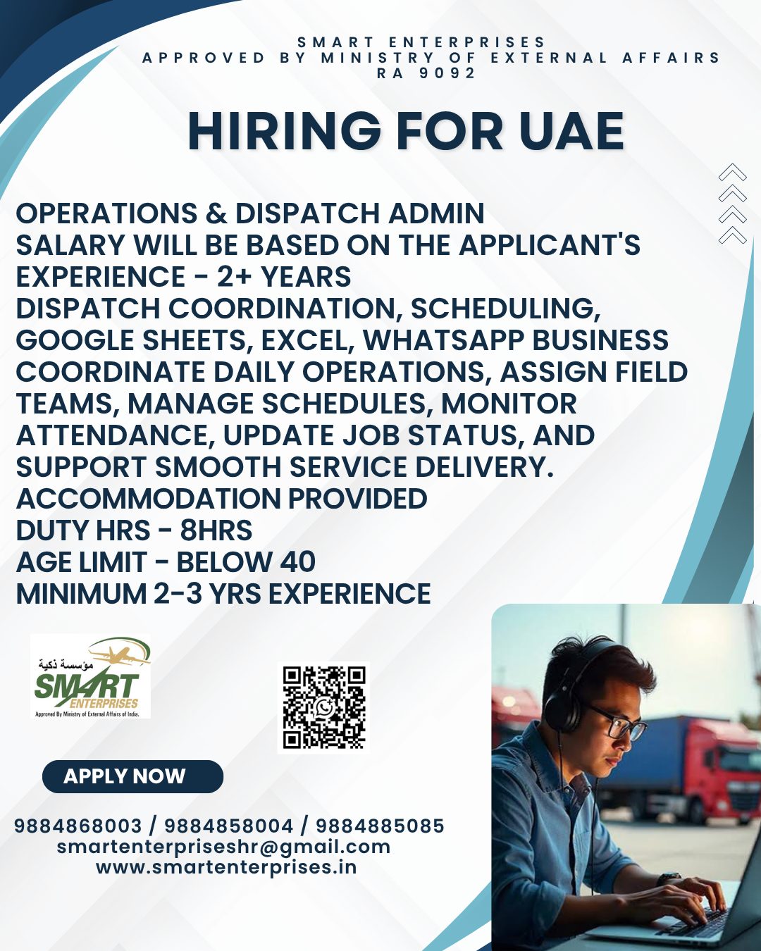 Operations & Dispatch Admin Jobs in UAE 2026 – Apply Now | Smart Enterprises