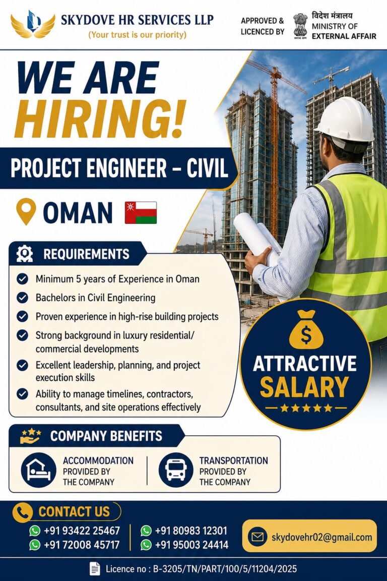 Project Engineer – Civil Jobs in Oman 2026 | Apply for High-Rise Construction Projects
