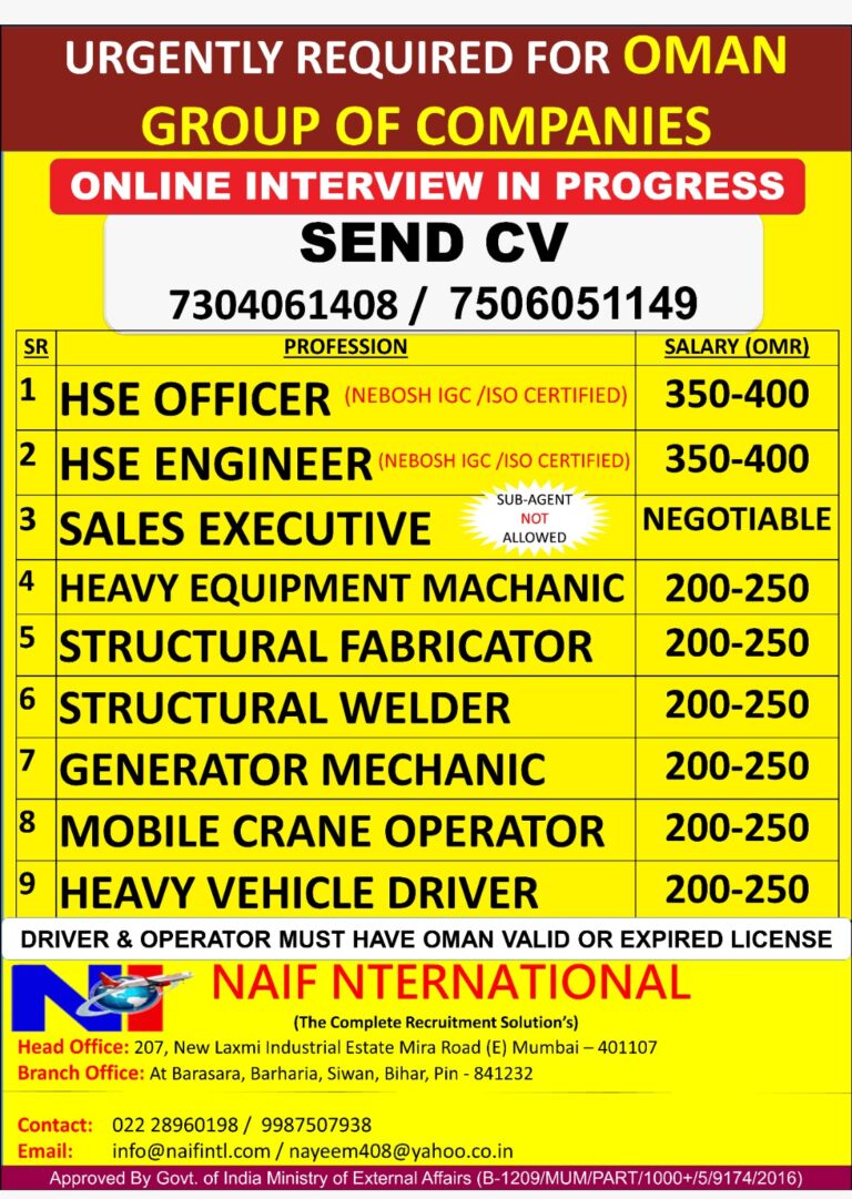 Oman Group of Companies Recruitment 2026 – Online Interview in Progress | Multiple Job Vacancies