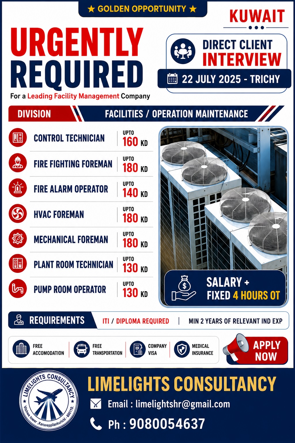 Kuwait Facility Management Jobs 2026 – Direct Client Interview in Trichy | Apply Now