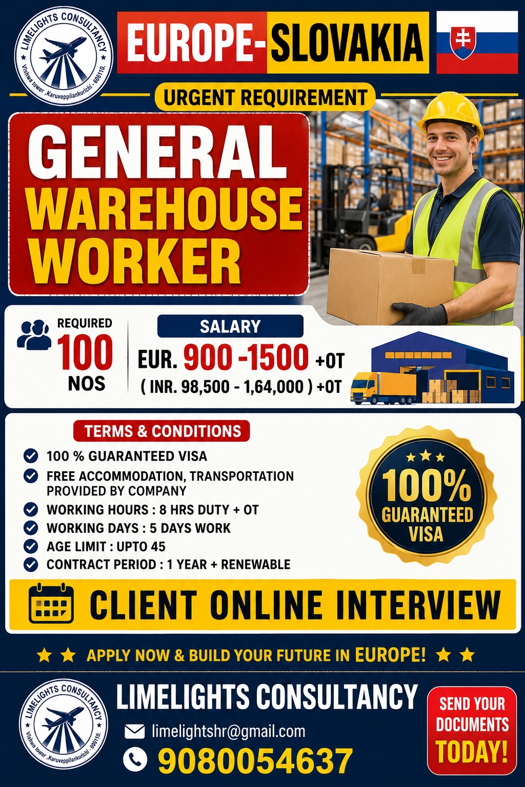 General Warehouse Worker Jobs in Slovakia 2026 – Urgent Hiring | Salary Up to €1,500 + OT