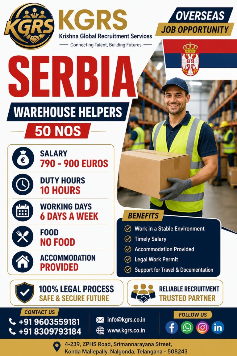 Serbia Warehouse Helper Jobs 2026 – KGRS Recruitment | Salary Up to €900 | Apply Now