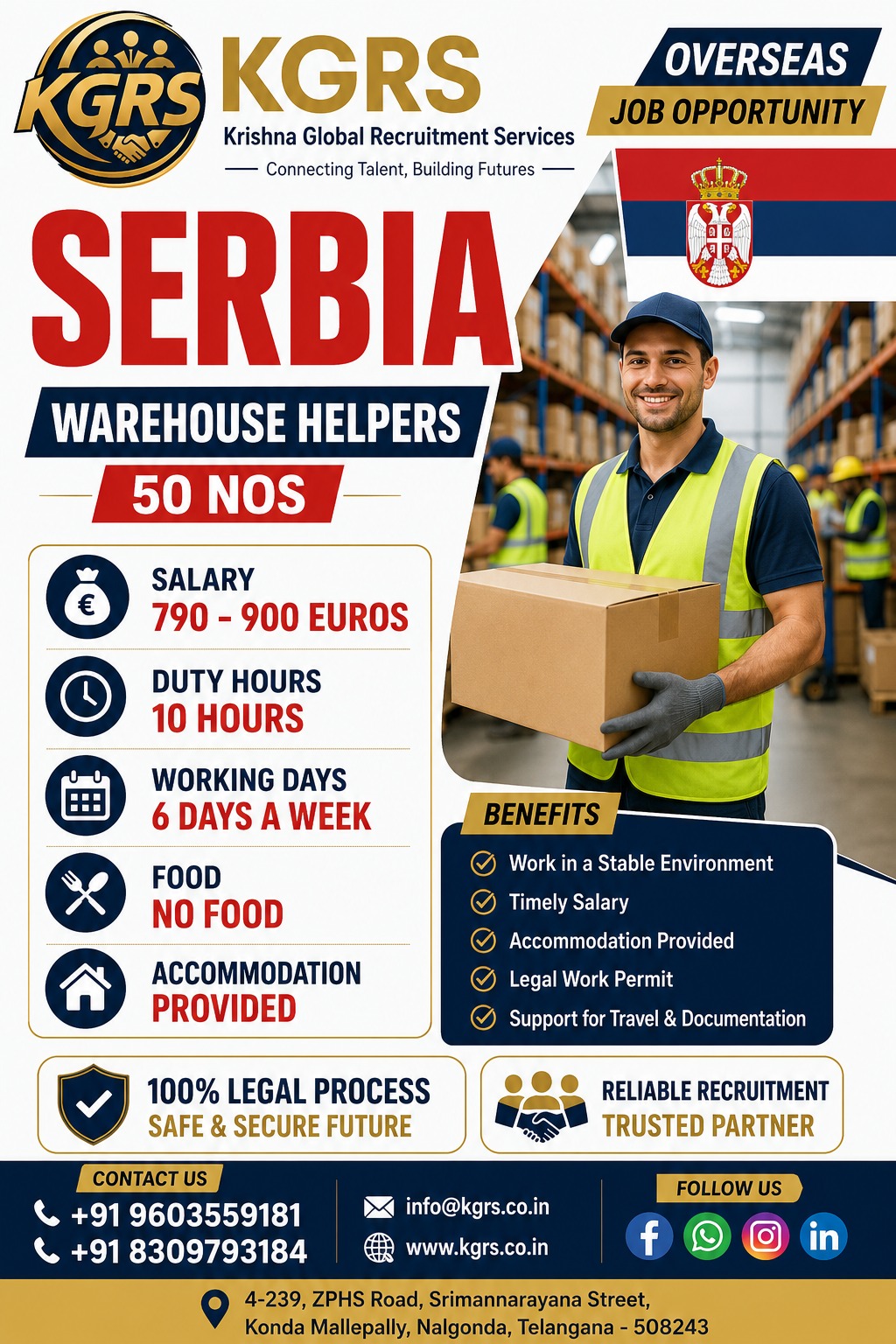 Serbia Warehouse Helper Jobs 2026 – KGRS Recruitment | Salary Up to €900 | Apply Now