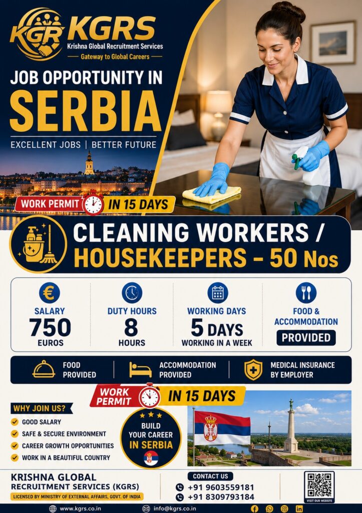 Cleaning Workers / Housekeepers Jobs in Serbia 2026 – Apply for 50 Vacancies