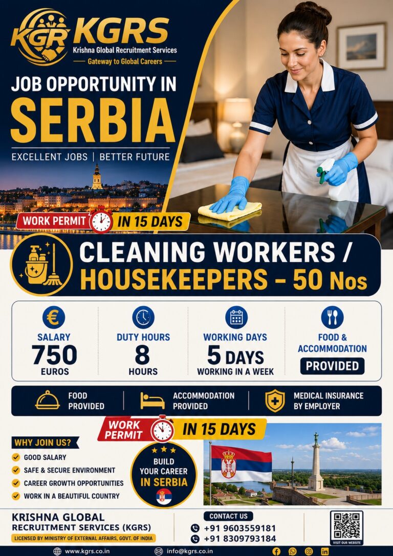 Cleaning Workers / Housekeepers Jobs in Serbia 2026 – Apply for 50 Vacancies