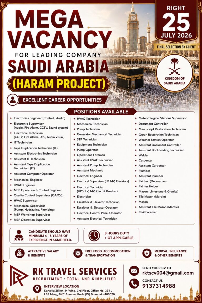 Saudi Arabia Haram Project Jobs 2026 – Mega Vacancy for Leading Company | Apply Now