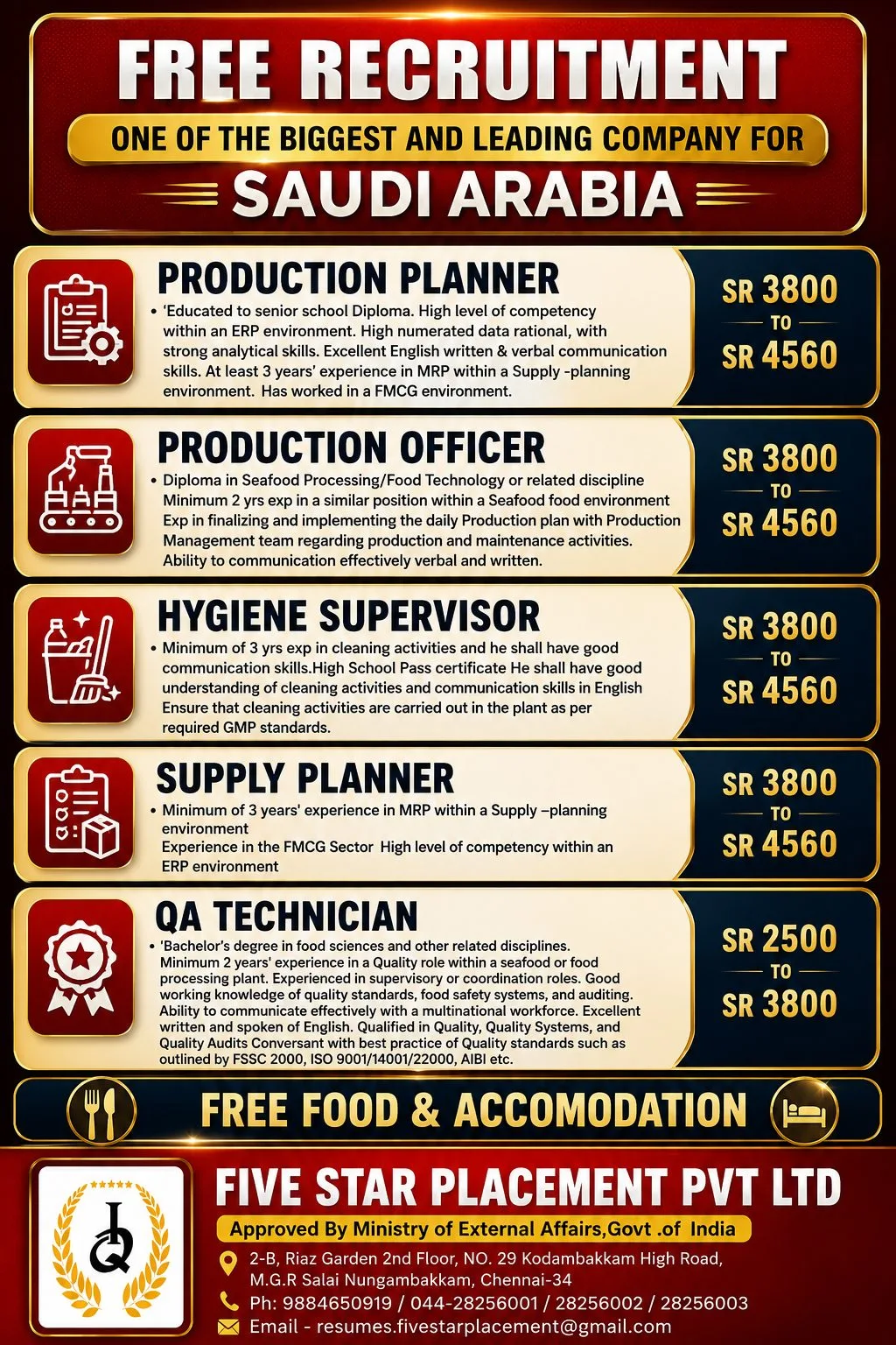 Production & Supply Chain Jobs in Saudi Arabia – Free Recruitment 2026 | Apply Now