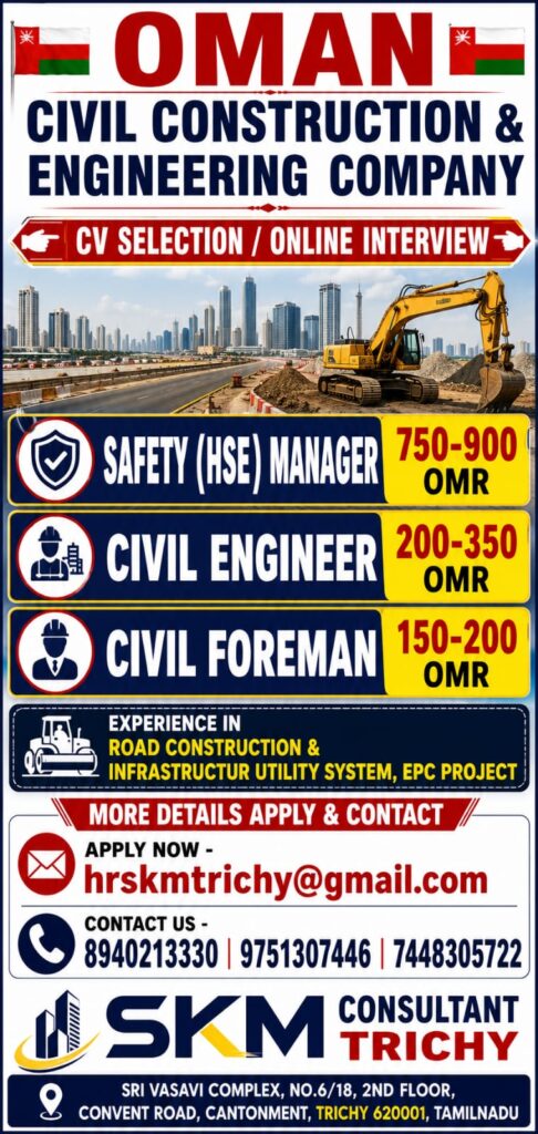 Oman Civil Construction & Engineering Company Jobs 2026 – CV Selection | Online Interview
