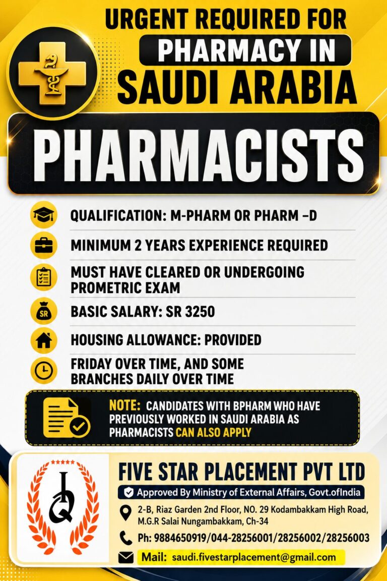 Saudi Arabia Pharmacy Jobs 2026 | Pharmacist Vacancies – Apply Now