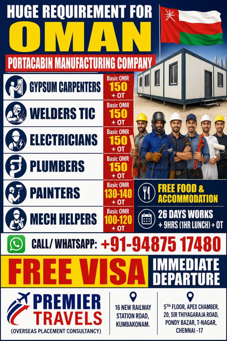 Oman Portacabin Manufacturing Company Jobs 2026 – Free Visa | Immediate Departure