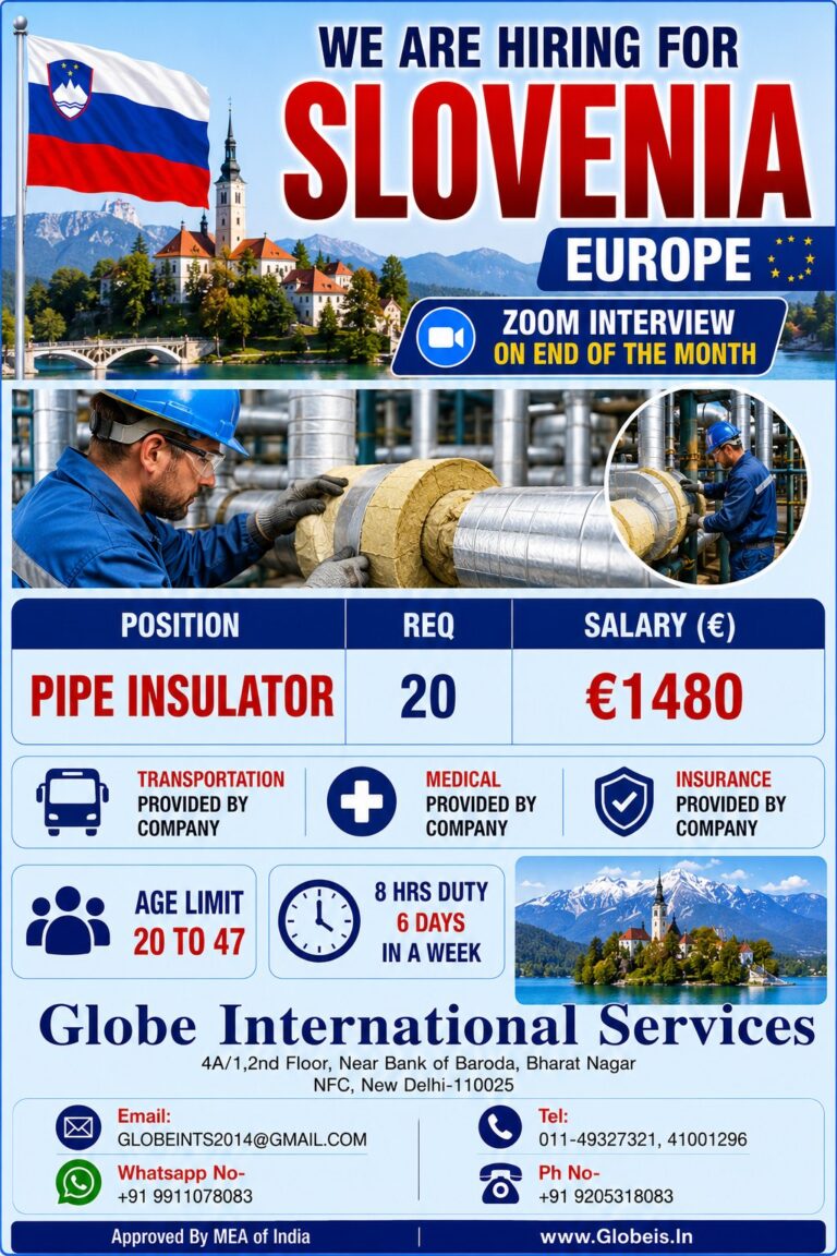 Pipe Insulator Jobs in Slovenia 2026 | Europe Hiring | Salary €1480 | Zoom Interview