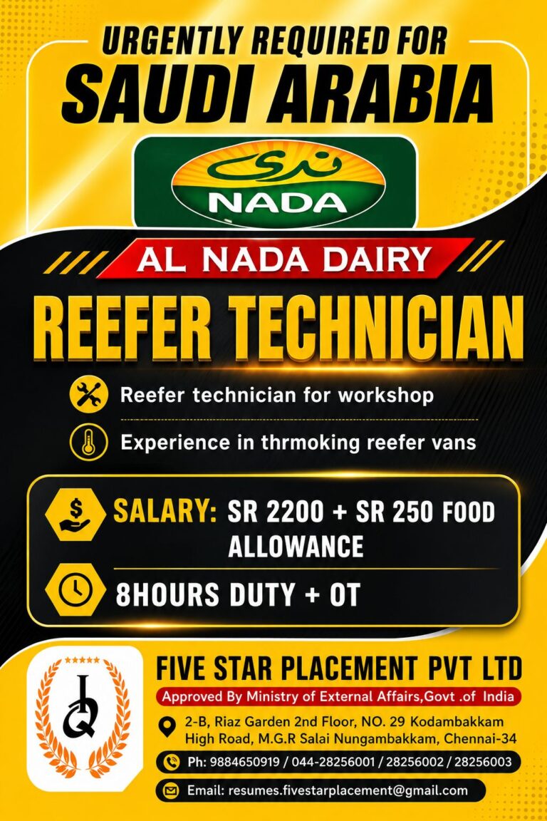 Reefer Technician Jobs in Saudi Arabia 2026 – Al Nada Dairy | Apply Now