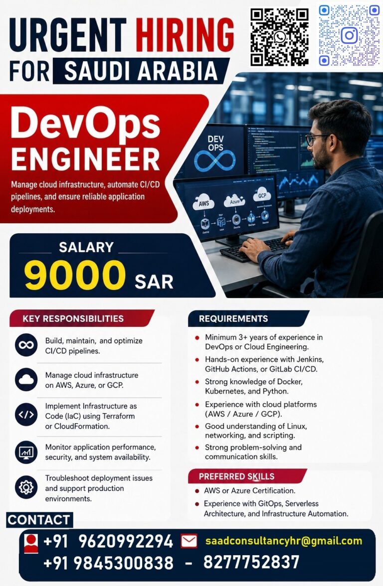 DevOps Engineer Jobs in Saudi Arabia 2026 – Apply Now | Salary 9000 SAR
