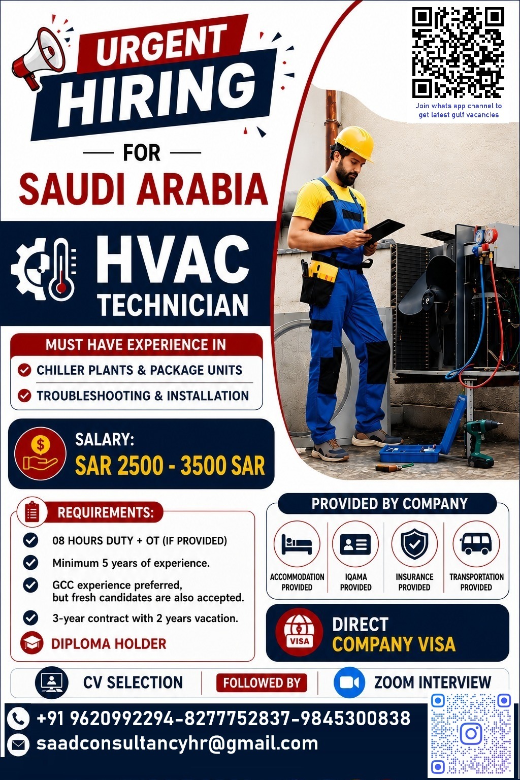 HVAC Technician Jobs in Saudi Arabia 2026 – Direct Company Visa | Apply Now