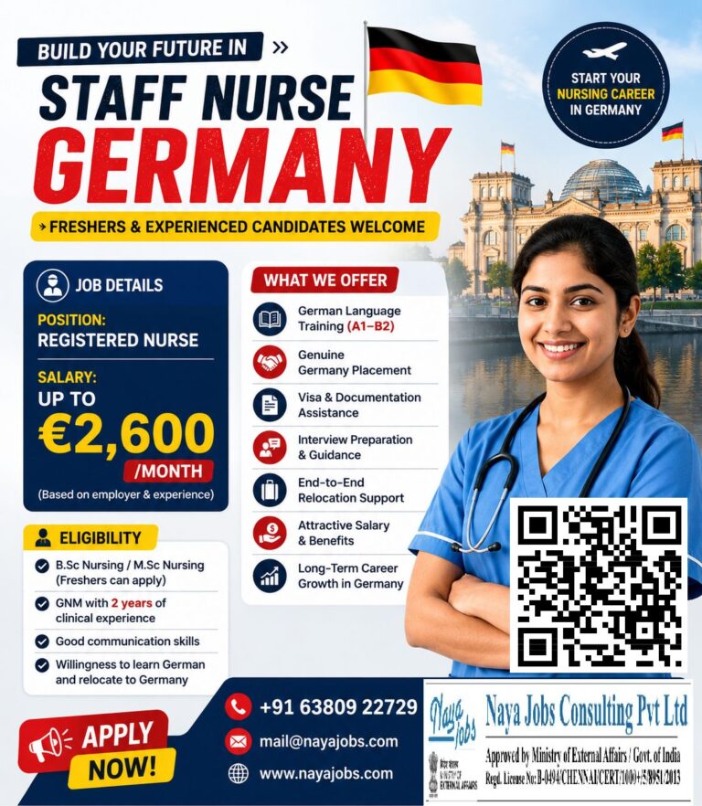 Staff Nurse Jobs in Germany 2026 – Freshers & Experienced Nurses Can Apply