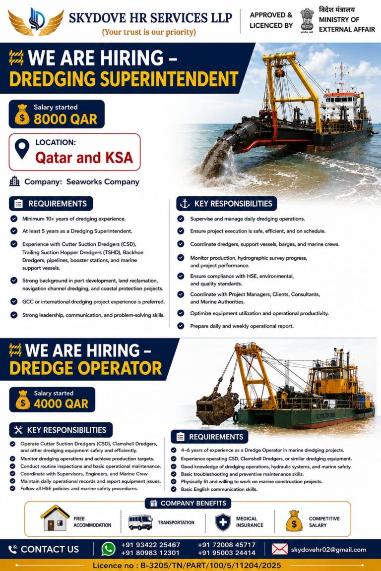 Dredging Superintendent & Dredge Operator Jobs in Qatar and KSA 2026 – Apply Now