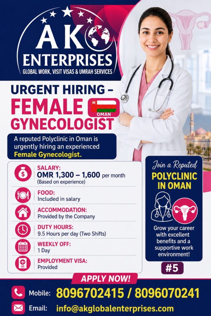 Female Gynecologist Jobs in Oman 2026 | Urgent Hiring for Reputed Polyclinic 1 Female Gynecologist Jobs in Oman 2026 | Urgent Hiring for Reputed Polyclinic