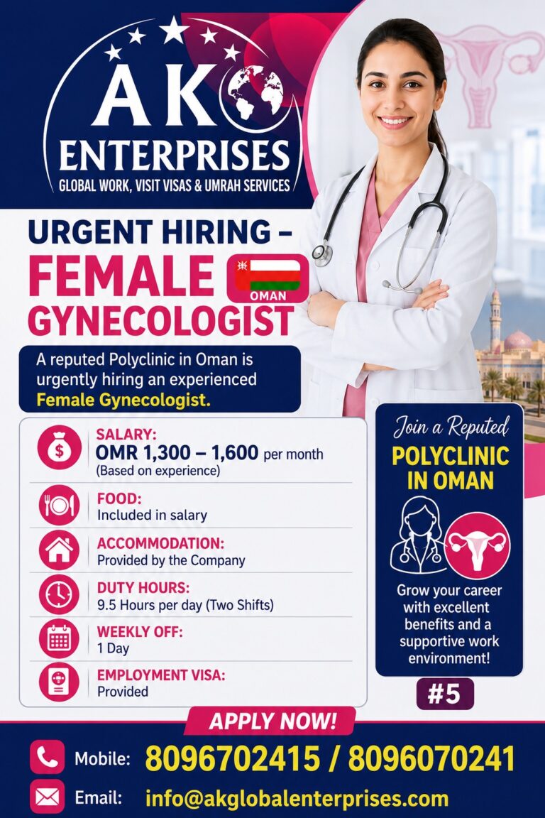 Female Gynecologist Jobs in Oman 2026 | Urgent Hiring for Reputed Polyclinic