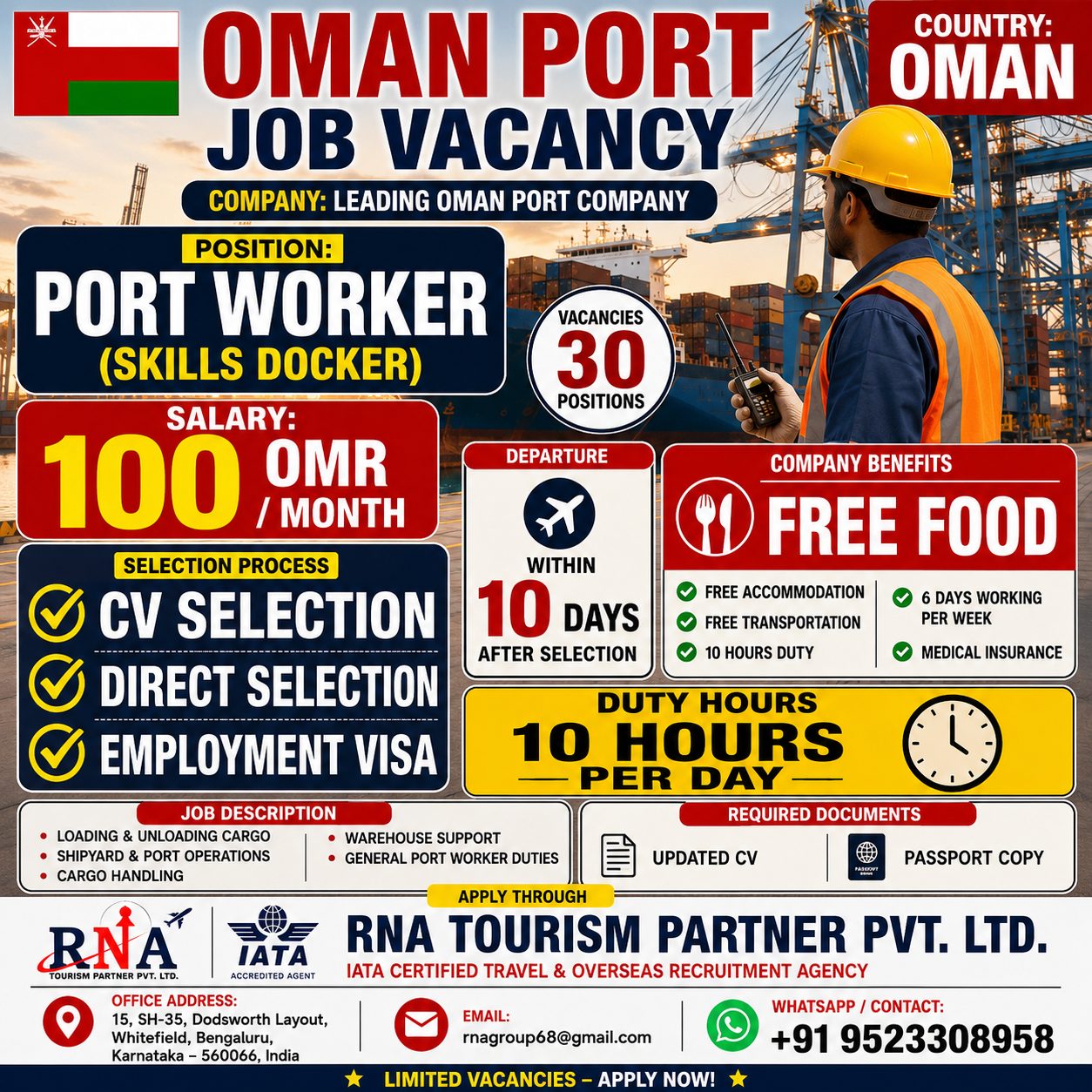 Oman Port Worker (Skills Docker) Jobs in Oman 2026 – Direct Selection | 30 Vacancies