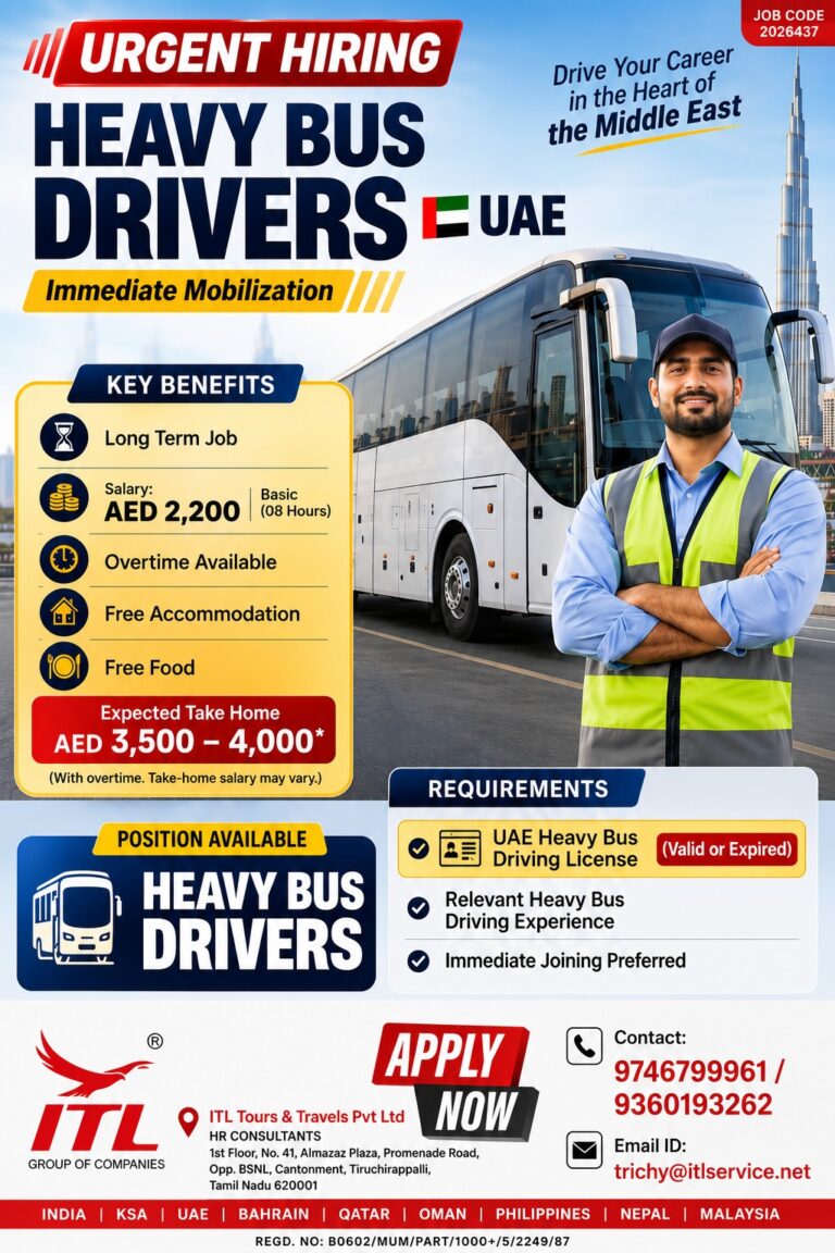 UAE Heavy Bus Driver Jobs 2026 – Immediate Hiring | Salary Up to AED 4,000