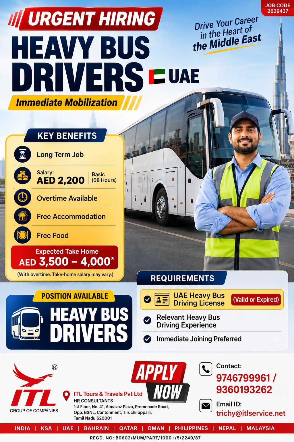 UAE Heavy Bus Driver Jobs 2026 – Immediate Hiring | Salary Up to AED 4,000