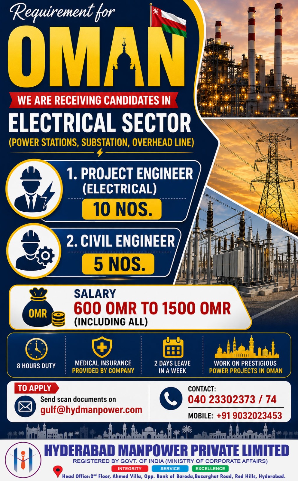 Oman Electrical Sector Jobs 2026 – Project Engineer & Civil Engineer Vacancies | Apply Now