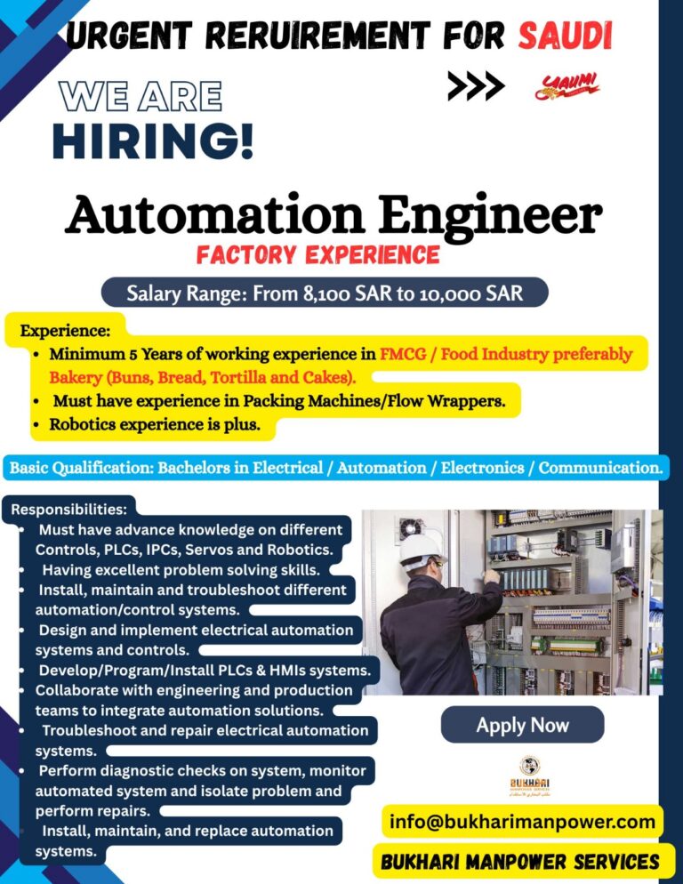 Automation Engineer Jobs in Saudi Arabia 2026 | Salary Up to 10,000 SAR – Apply Now