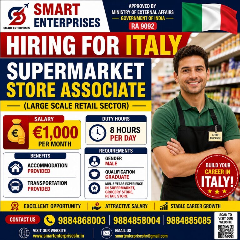 Supermarket Store Associate Jobs in Italy 2026 – Smart Enterprises Recruitment