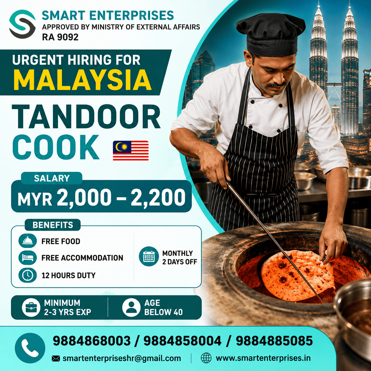 Tandoor Cook Jobs in Malaysia 2026 | Free Food & Accommodation | Apply Now