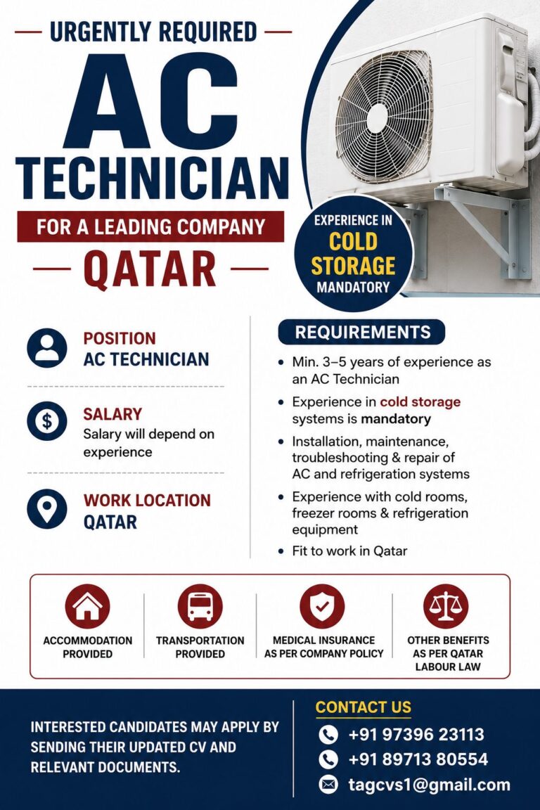 AC Technician Jobs in Qatar 2026 – Urgent Hiring for Leading Company