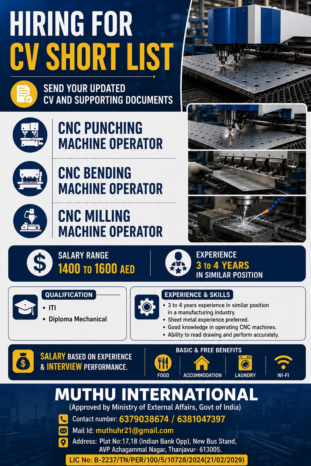 CNC Machine Operator Jobs in UAE – CV Shortlisting in Progress