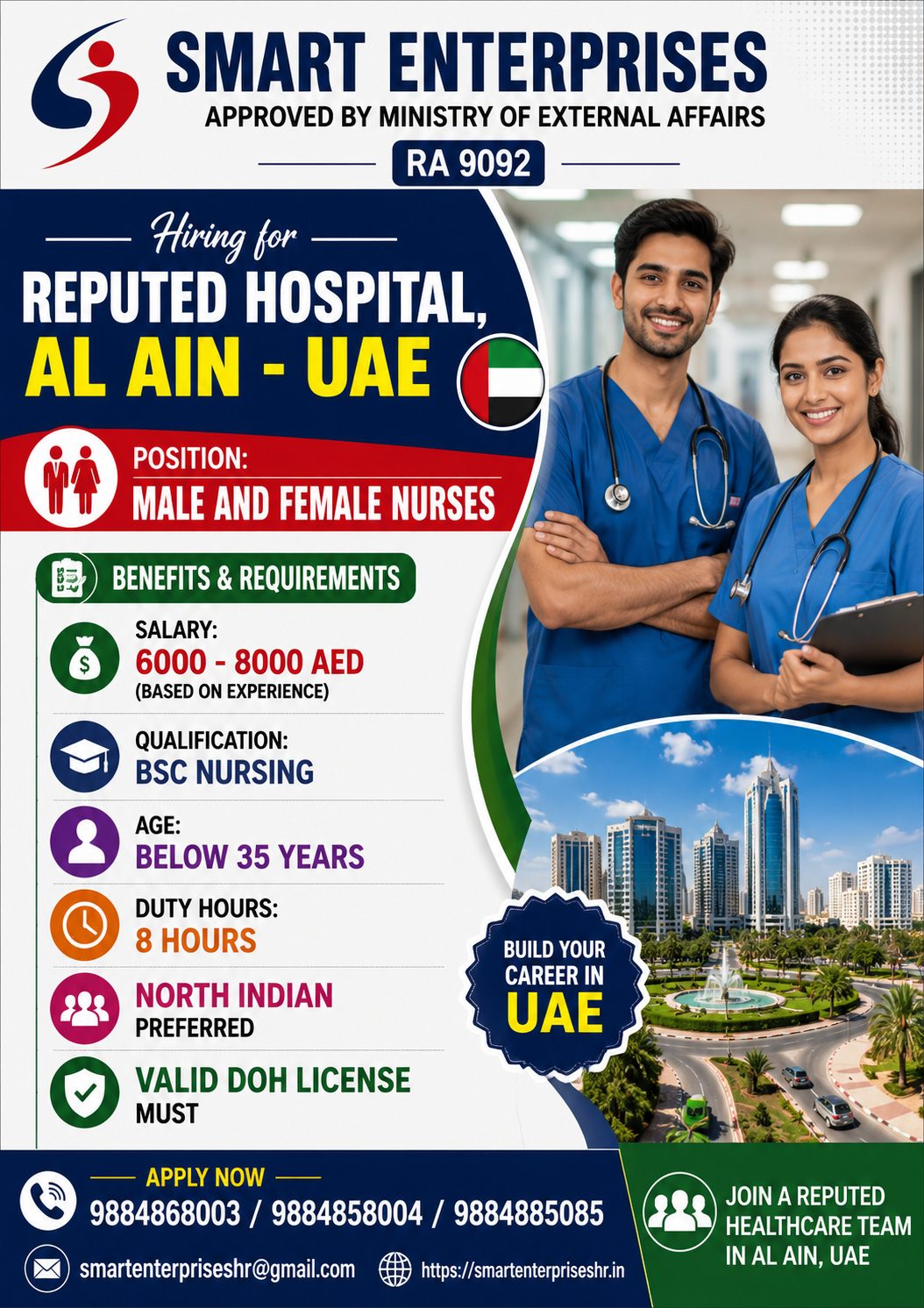 Male & Female Nurse Jobs in Al Ain, UAE | Salary Up to 8,000 AED