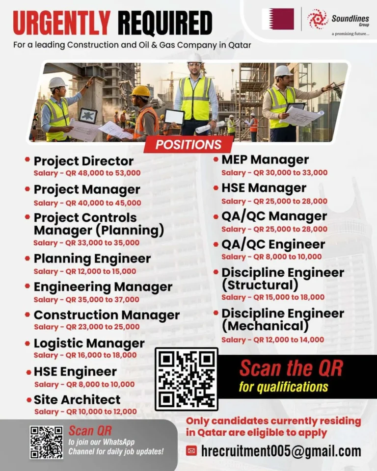 Urgently Required for a Leading Construction & Oil & Gas Company in Qatar – Multiple Vacancies