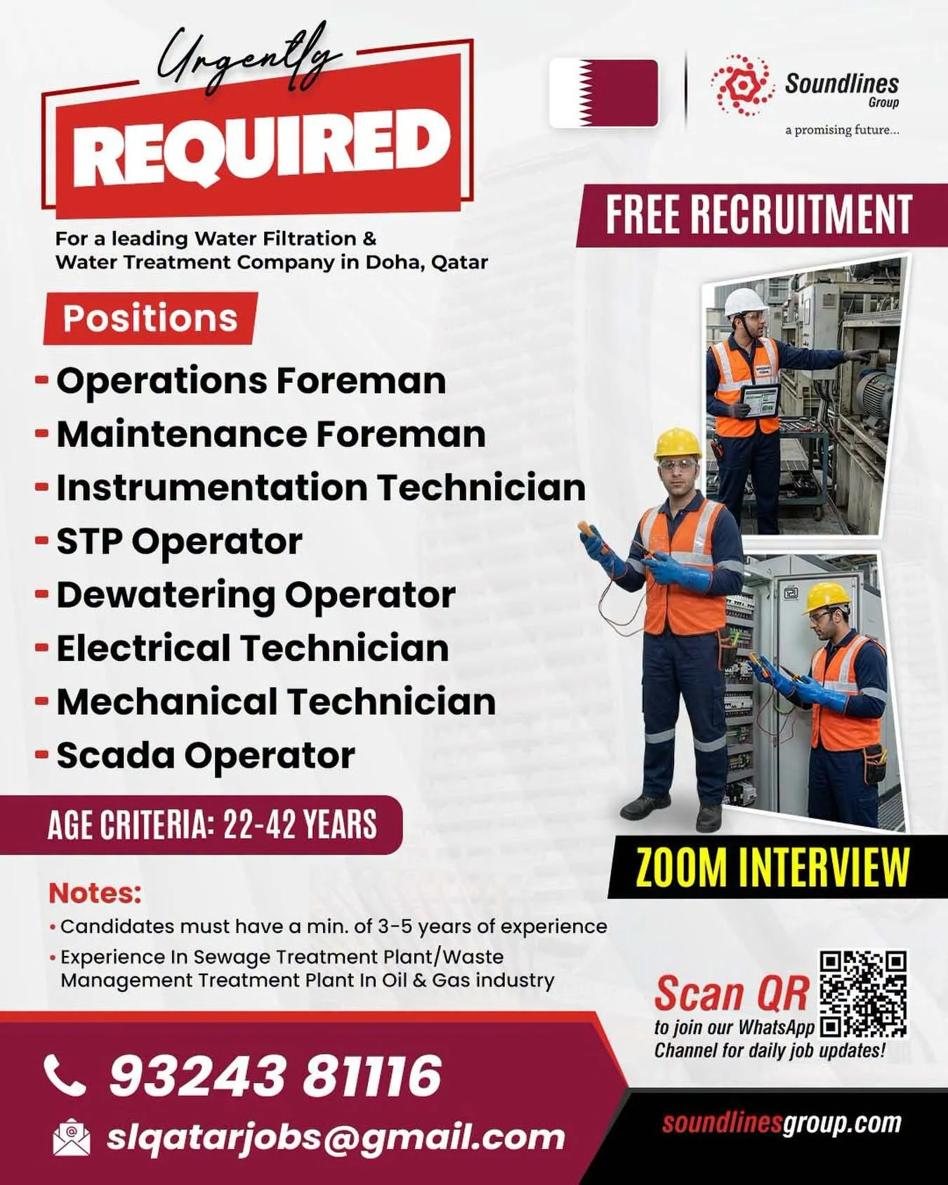 Urgent Hiring for Water Filtration & Water Treatment Company in Doha, Qatar – Free Recruitment | Zoom Interview