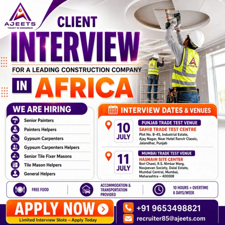 Client Interview for a Leading Construction Company in Africa – Apply Now