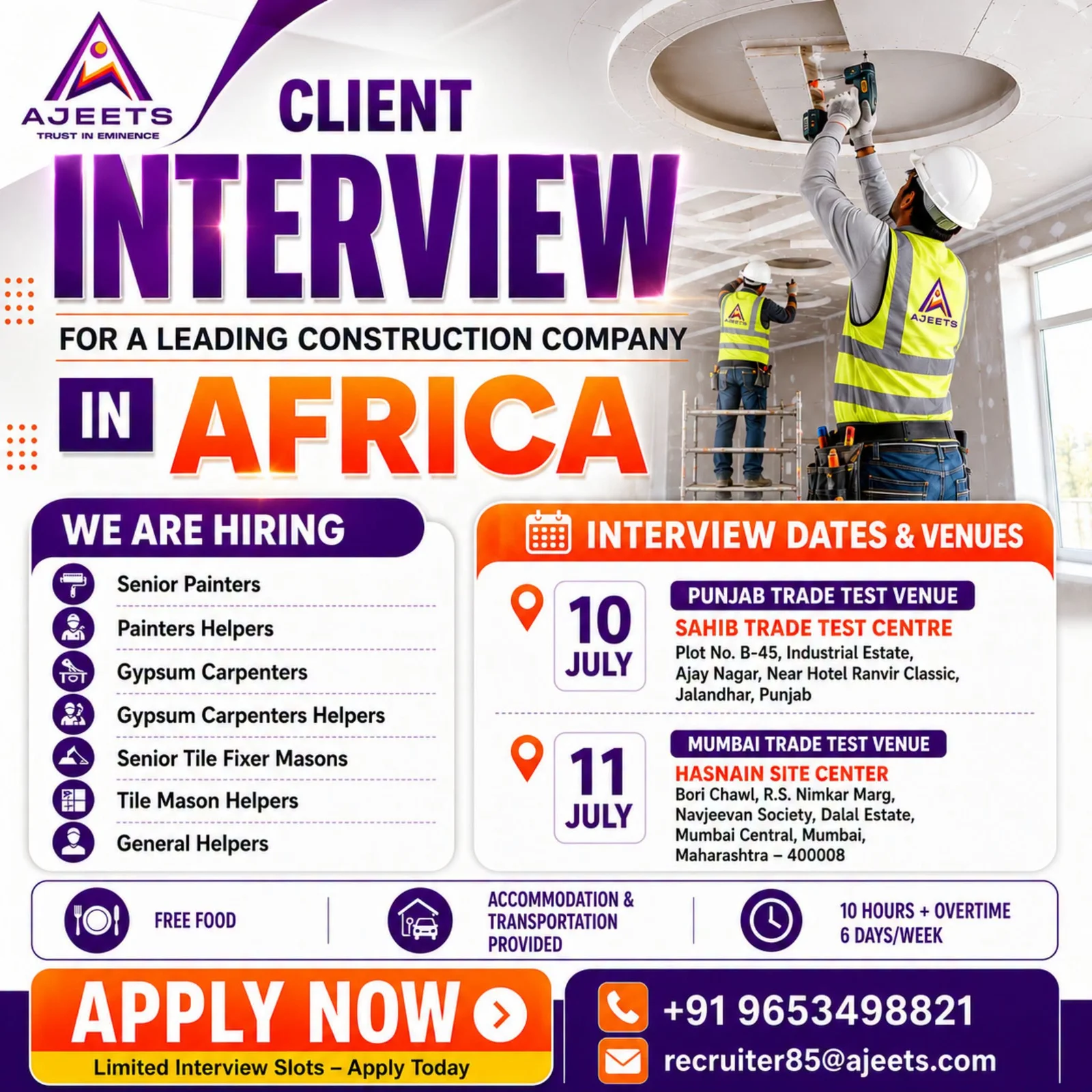 Client Interview for a Leading Construction Company in Africa – Apply Now