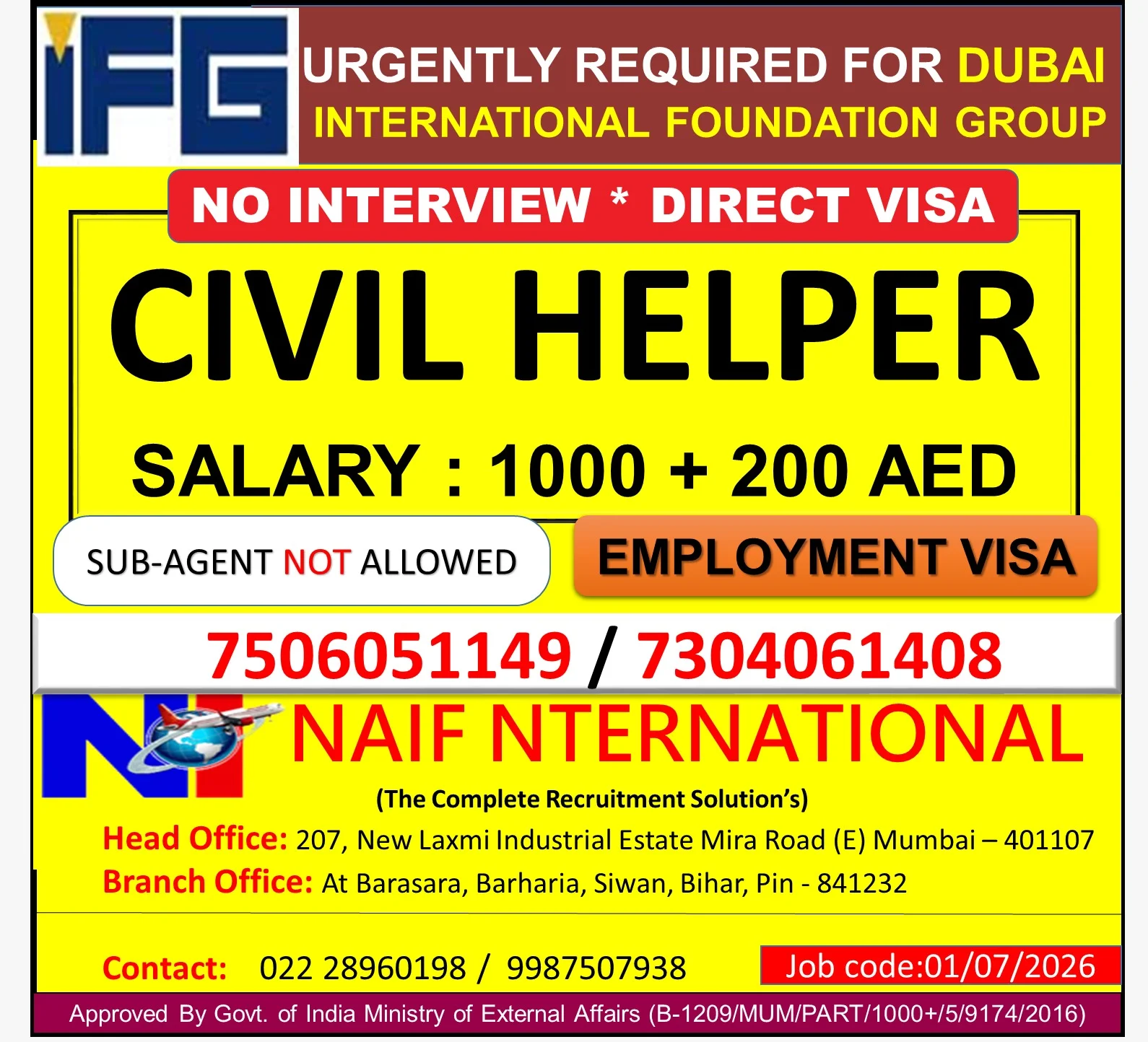 Civil Helper Jobs in Dubai 2026 – Direct Employment Visa | No Interview