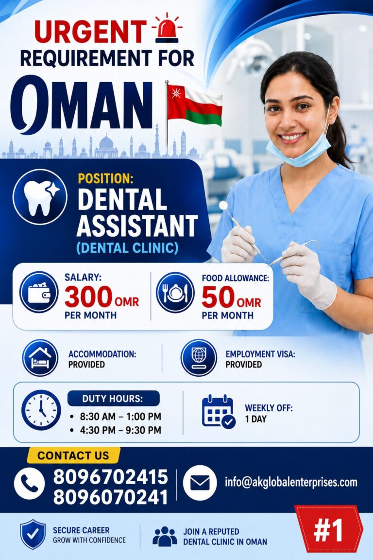 Dental Assistant Jobs in Oman 2026 | Free Accommodation & Employment Visa