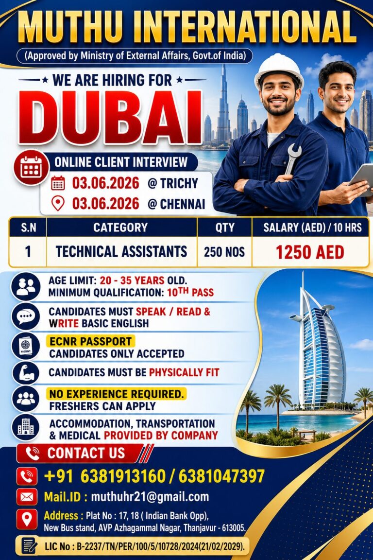 Technical Assistant Jobs in Dubai 2026 | Online Client Interview | Freshers Can Apply