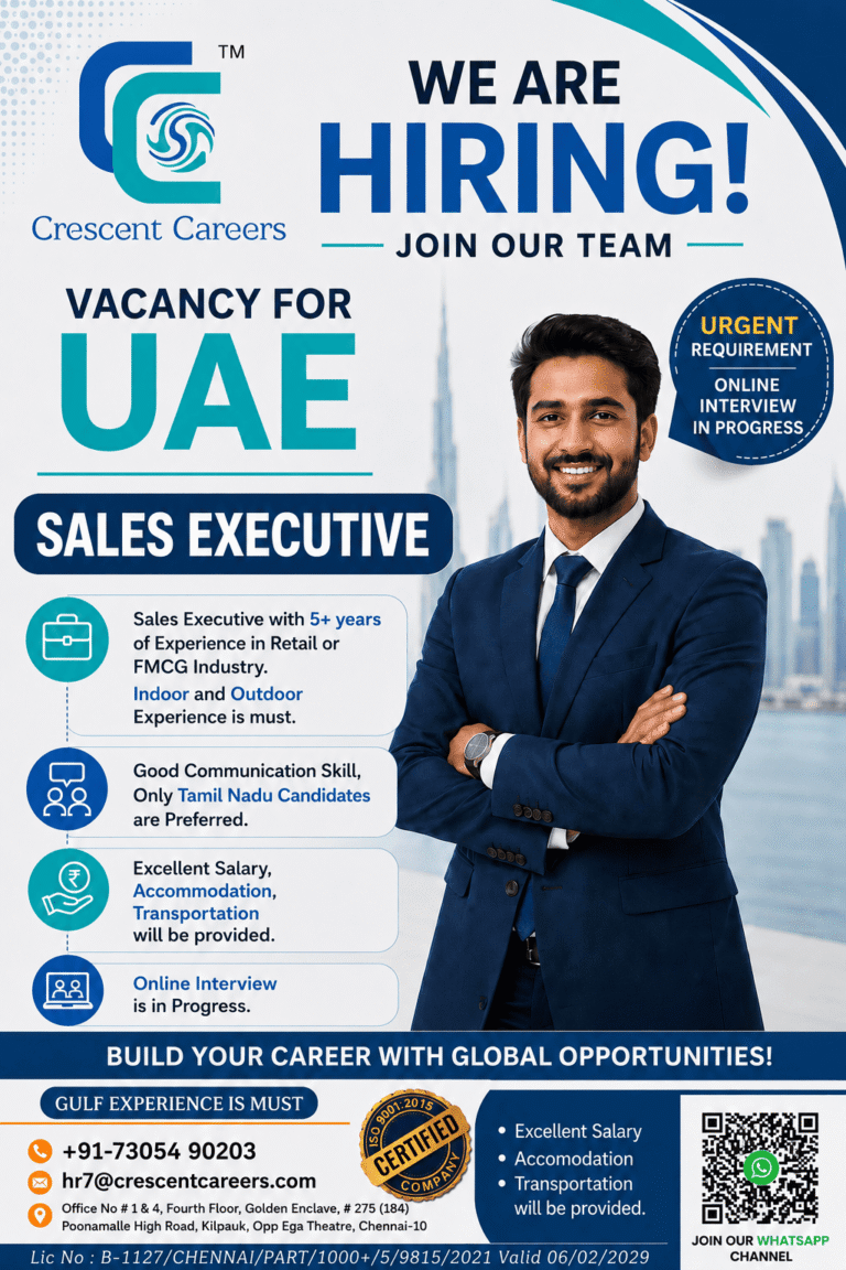 UAE Sales Executive Jobs 2026 – Urgent Hiring | Online Interview | Apply Now